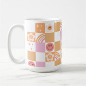 Retro Checkerboard Smile Face 60er Muster Tasse (Links)