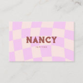 Retro Checkerboard Swirl Pink Visitenkarte (Vorderseite)