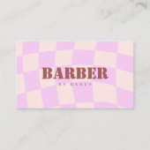 Retro Checkerboard Swirn Rosa Friseur Visitenkarte (Vorderseite)
