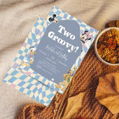 Retro checkerboard "Two Groovy" 2nd birthday Einladung