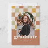 Retro Checkered Arch Classic Foto Abschluss Einladung (Vorderseite)