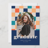 Retro Checkered Arch Classic Foto Abschluss Einladung (Vorderseite)