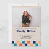 Retro Checkered Arch Classic Foto Abschluss Einladung (Rückseite)