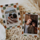 Retro Checkered, Arch-Foto Save the Date Einladung