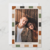 Retro Checkered, Arch-Foto Save the Date Einladung (Rückseite)