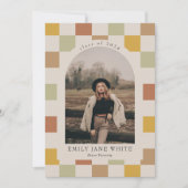 Retro Checkered Arch Timeless Foto Abschluss Einladung (Vorderseite)