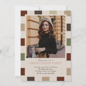 Retro Checkered Arch Timeless Foto Abschluss Einladung (Rückseite)