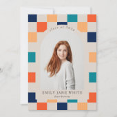 Retro Checkered Arch Timeless Foto Abschluss Einladung (Vorderseite)