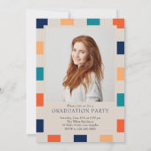 Retro Checkered Arch Timeless Foto Abschluss Einladung (Rückseite)