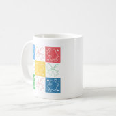 Retro Checkered Autismus Awareness Coquette Bow Kaffeetasse (Vorderseite Links)