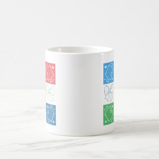 Retro Checkered Autismus Awareness Coquette Bow Kaffeetasse (Mittel)