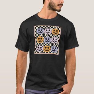 Retro Checkered Beängstigend Pumpkin Set Spooky Se T-Shirt