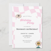 Retro Checkered Birthday Einladung (Vorderseite)