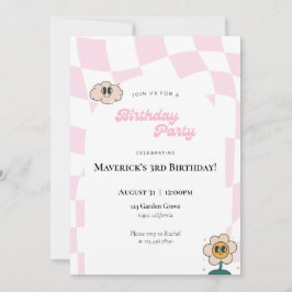 Retro Checkered Birthday Einladung