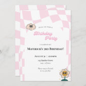 Retro Checkered Birthday Einladung (Vorne/Hinten)