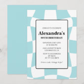 Retro Checkered Blue 88. Geburtstag Einladung (Vorne/Hinten)