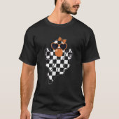 Retro Checkered Cute Pink Ghost Blowing Bubble Gum T-Shirt (Vorderseite)
