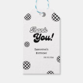 Retro Checkered "Danke" Schwarz & Weiß Groovy Geschenkanhänger (Vorderseite)