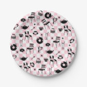 Retro Checkered Diner Pattern Pappteller (Vorderseite)