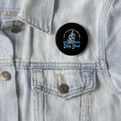Retro Checkered Floral Denim Ghost Black Cat Witch Button (Beispiel)