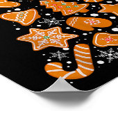 Retro Checkered Gingerbread Christmas Coquette Bow Poster (Ecke)