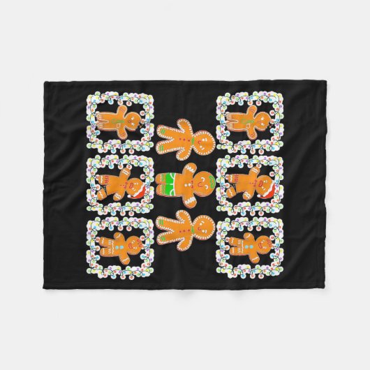 Retro Checkered Gingerbread Man Christmas Pajamas Fleecedecke (Vorderseite (Horizontal))