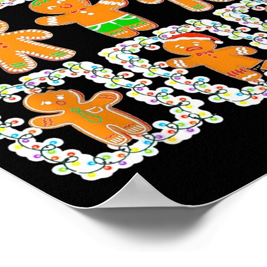 Retro Checkered Gingerbread Man Christmas Pajamas Poster (Ecke)