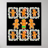 Retro Checkered Gingerbread Man Christmas Pajamas Poster (Vorne)