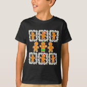 Retro Checkered Gingerbread Man Christmas Pajamas T-Shirt (Vorderseite)