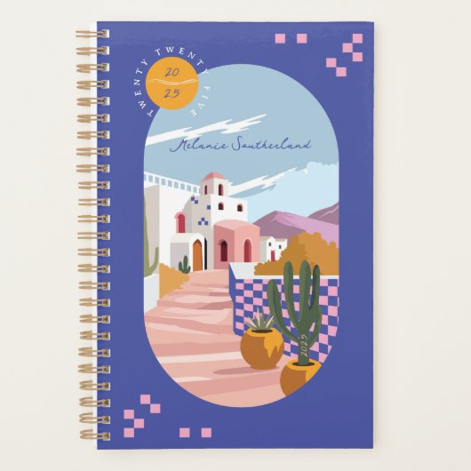 Retro Checkered Griechenland Architecture Personal Planer (Vorderseite)