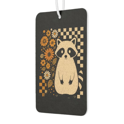 Retro Checkered Halloween Raccoon Autolufterfrischer (Links)