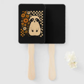 Retro Checkered Halloween Raccoon Fächer (Vorne und Hinten)