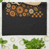 Retro Checkered Halloween Raccoon Geschirrtuch (Gefaltet)