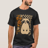 Retro Checkered Halloween Raccoon T-Shirt (Vorderseite)