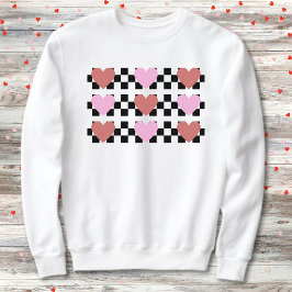 Retro Checkered Heart Sweatshirt