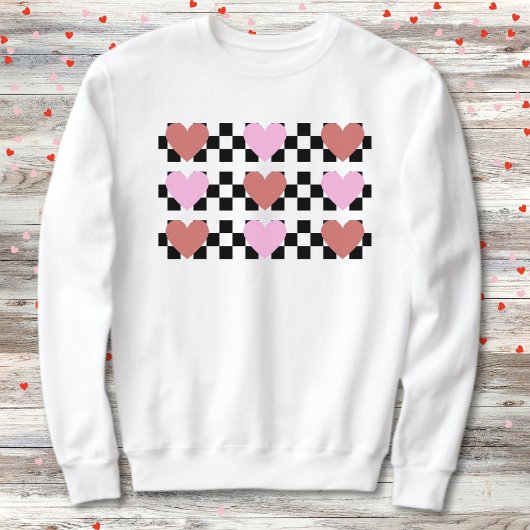 Retro Checkered Heart Sweatshirt