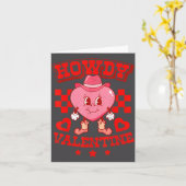 Retro Checkered Howdy Western Valentines Day Cowbo Karte (Gelbe Blume)