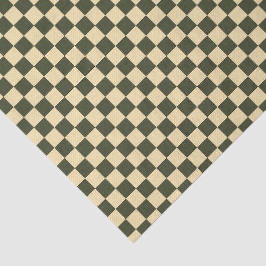Retro Checkered in Olive Green and Cream Tissue Pa Seidenpapier (Ausschnitt)