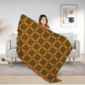 Retro Checkered Karierte Muster in Braun, Gold, Ro Fleecedecke