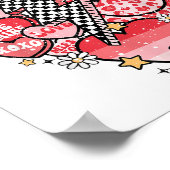 Retro Checkered Lightning Bolt Happy Valentine Wom Poster (Ecke)