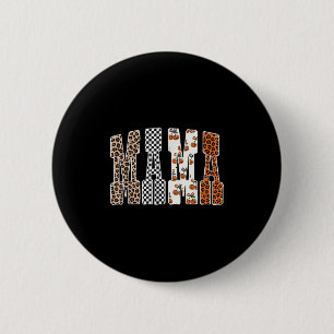 Retro Checkered Mama Pumpkin Leopard Herbst Herbst Button