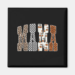 Retro Checkered Mama Pumpkin Leopard Herbst Herbst Magnet