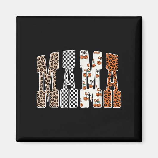 Retro Checkered Mama Pumpkin Leopard Herbst Herbst Magnet (Vorne)