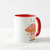 Retro Checkered Mushroom Diskothek Ball Tasse (VorderseiteRechts)