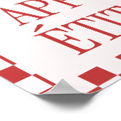 Retro Checkered Muster 'Bon Appétit' Küche Poster (Ecke)