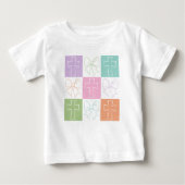 Retro Checkered Oaster Cross Coquette Bogen Baby T-shirt (Vorderseite)