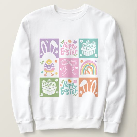 Retro Checkered Pastell Ostercoquette Sweatshirt (Design vorne)