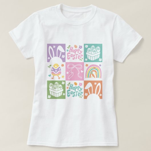 Retro Checkered Pastell Ostercoquette T-Shirt (Design vorne)