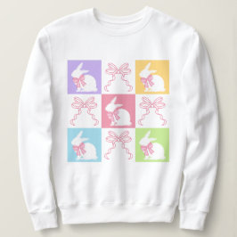 Retro Checkered Pastell Osterhase mit Bogen Sweatshirt