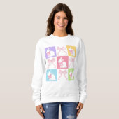 Retro Checkered Pastell Osterhase mit Bogen Sweatshirt (Vorne ganz)